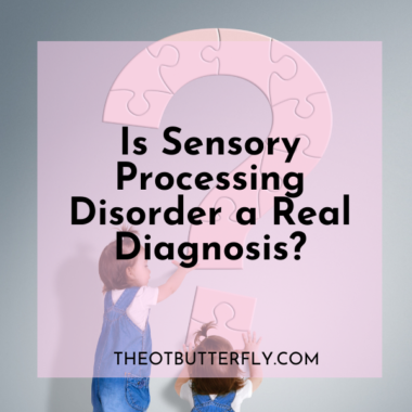 2 toddlers putting together a puzzle piece in the shape of a question mark, with a title layover that says "Is Sensory Processing Disorder a Real Diagnosis?"
